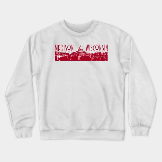 Madison Wisconsin Skyline Crewneck Sweatshirt by zsonn